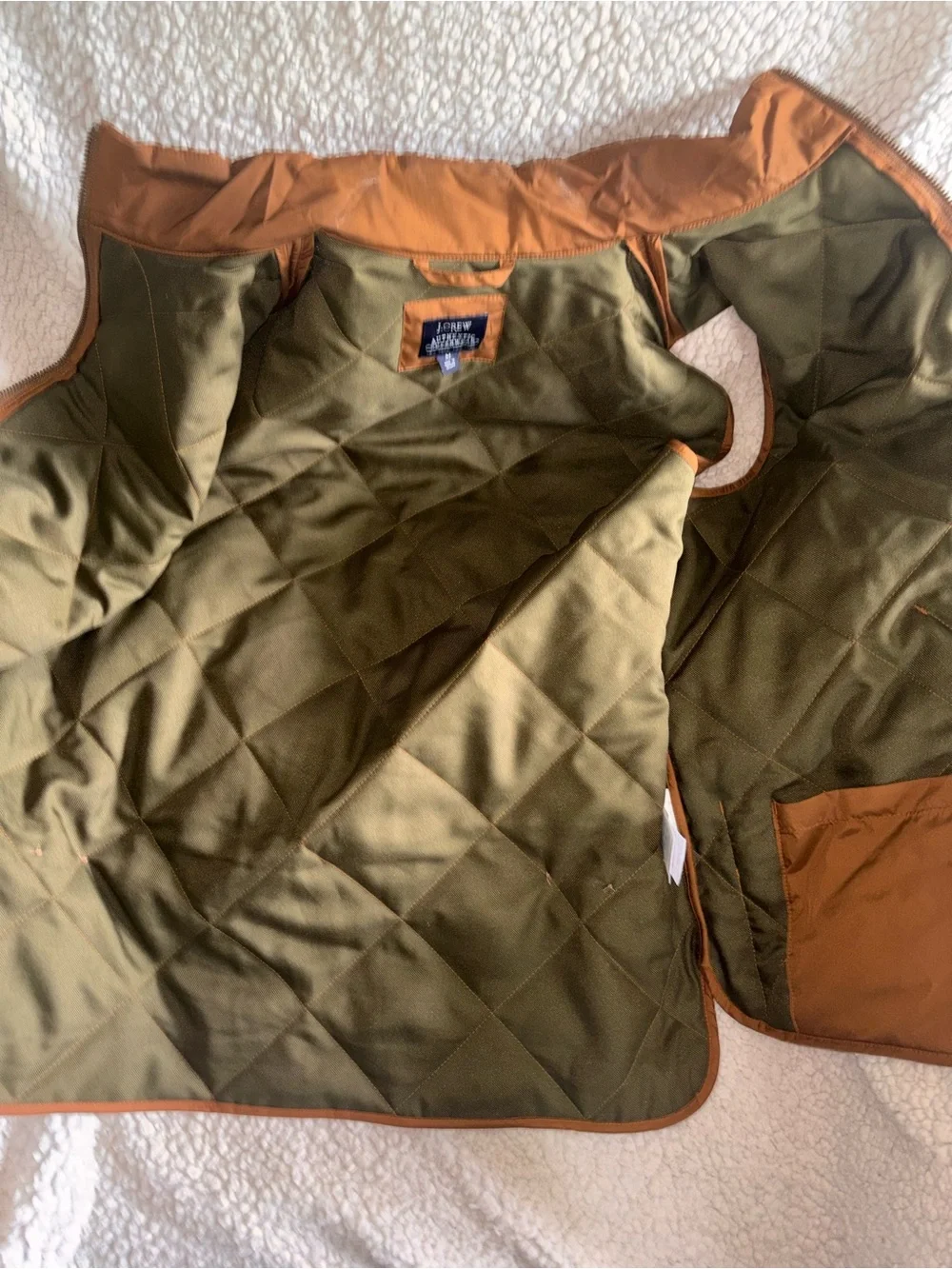 J.Crew Authentic Outerwear Men’s Quilted Vest Rust Brown Olive Size M